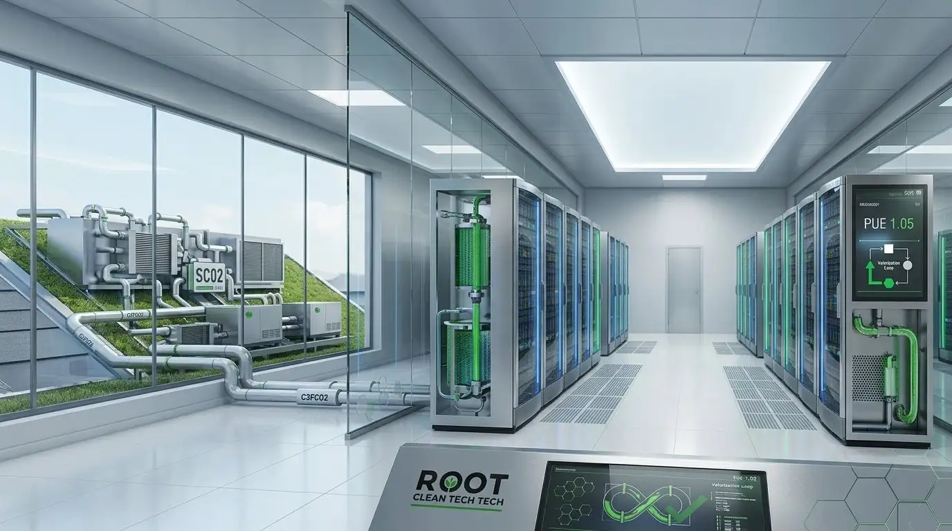 Sala técnica de recuperación térmica con la marca Root CleanTech